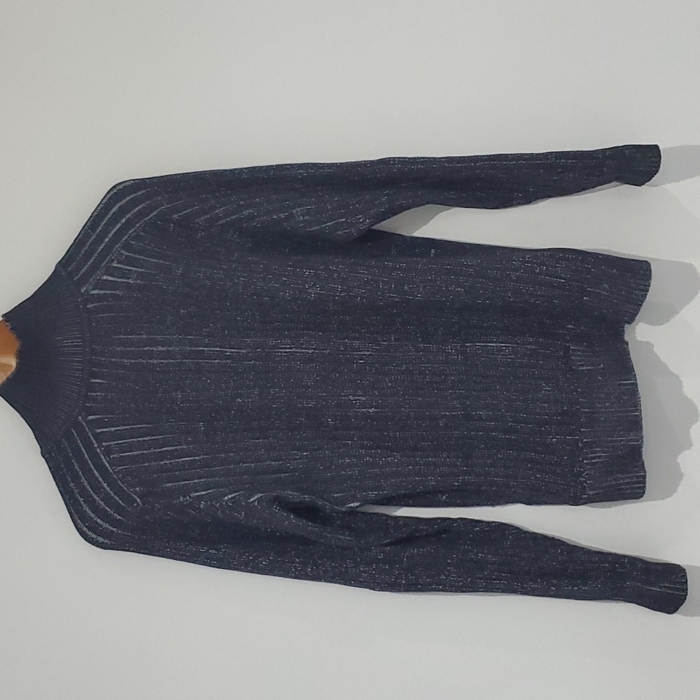 Soft Cotton 3/4 zip Navy/dark gray Ribbed Sweater size L - Picture 8 of 9